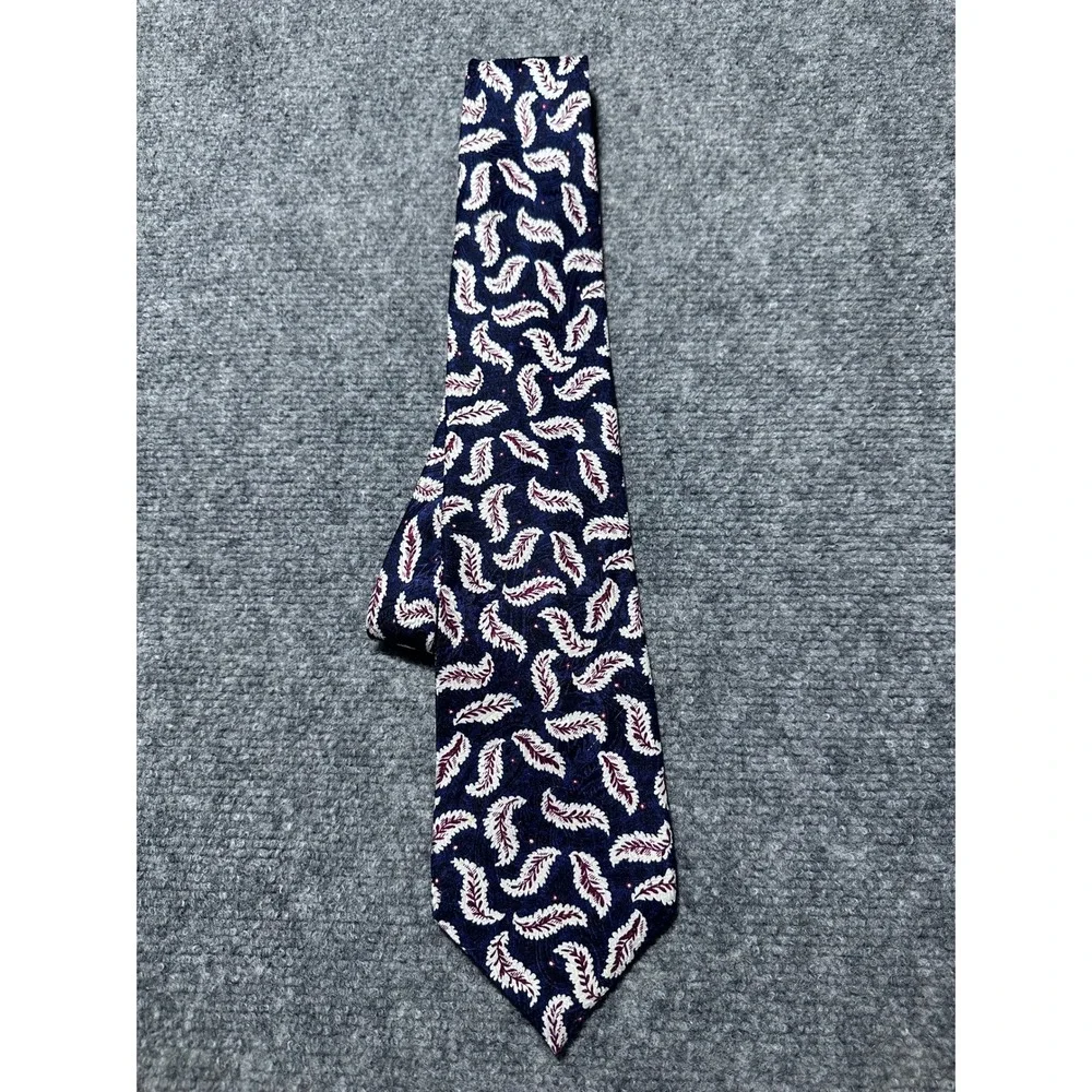 Christian Dior Monsieur Navy Blue Paisley Feather Silk Neck Tie - Picture 6 of 7